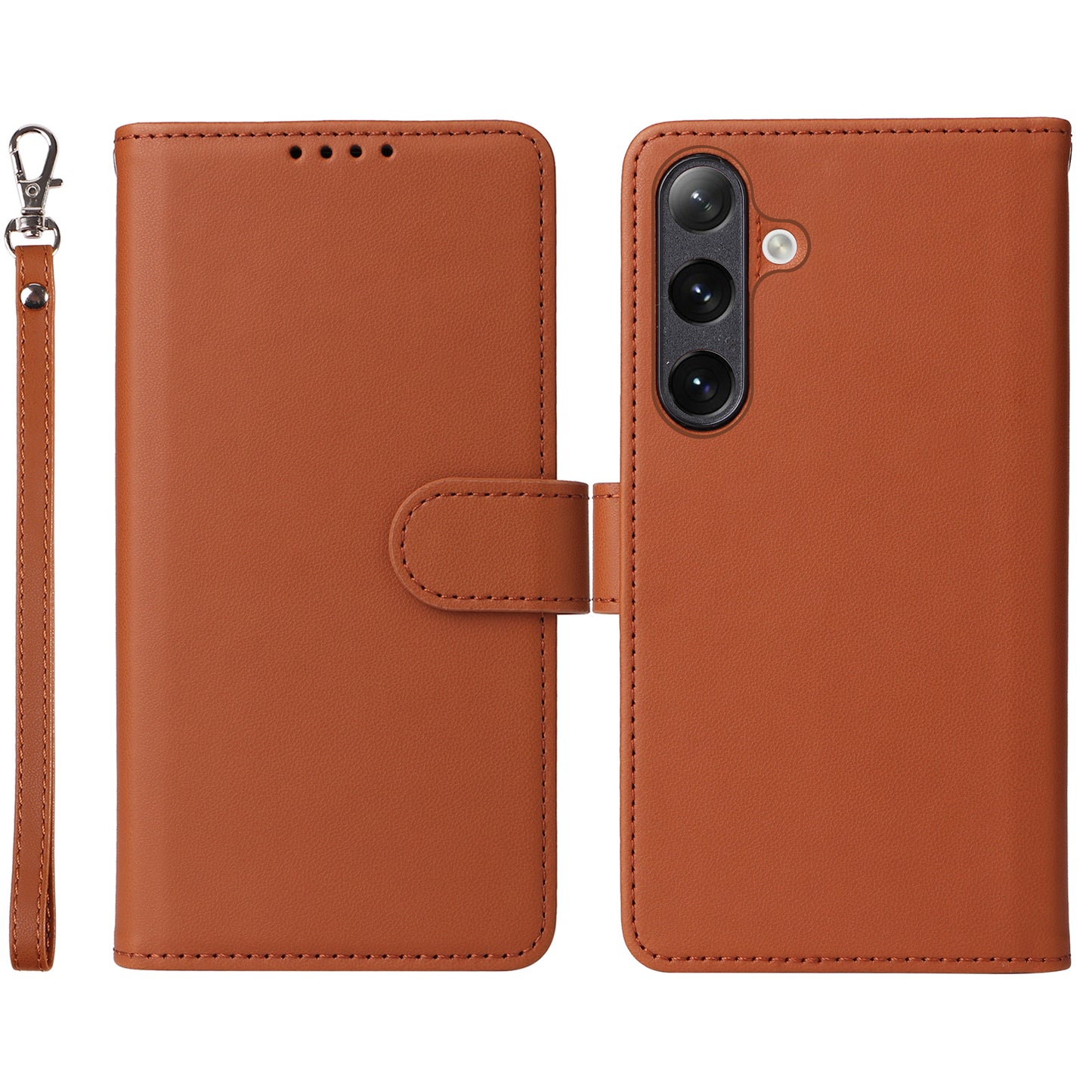 BETOPNICE 005 For Samsung Galaxy S24+ Leather Case Phone Wallet Detachable 2-in-1 - Brown