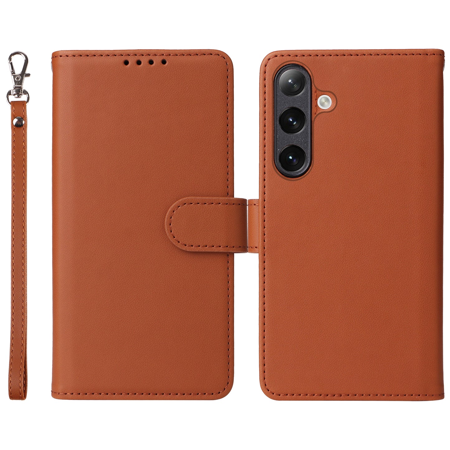 BETOPNICE 005 For Samsung Galaxy S24 Wallet Phone Case Detachable Leather Cover - Brown