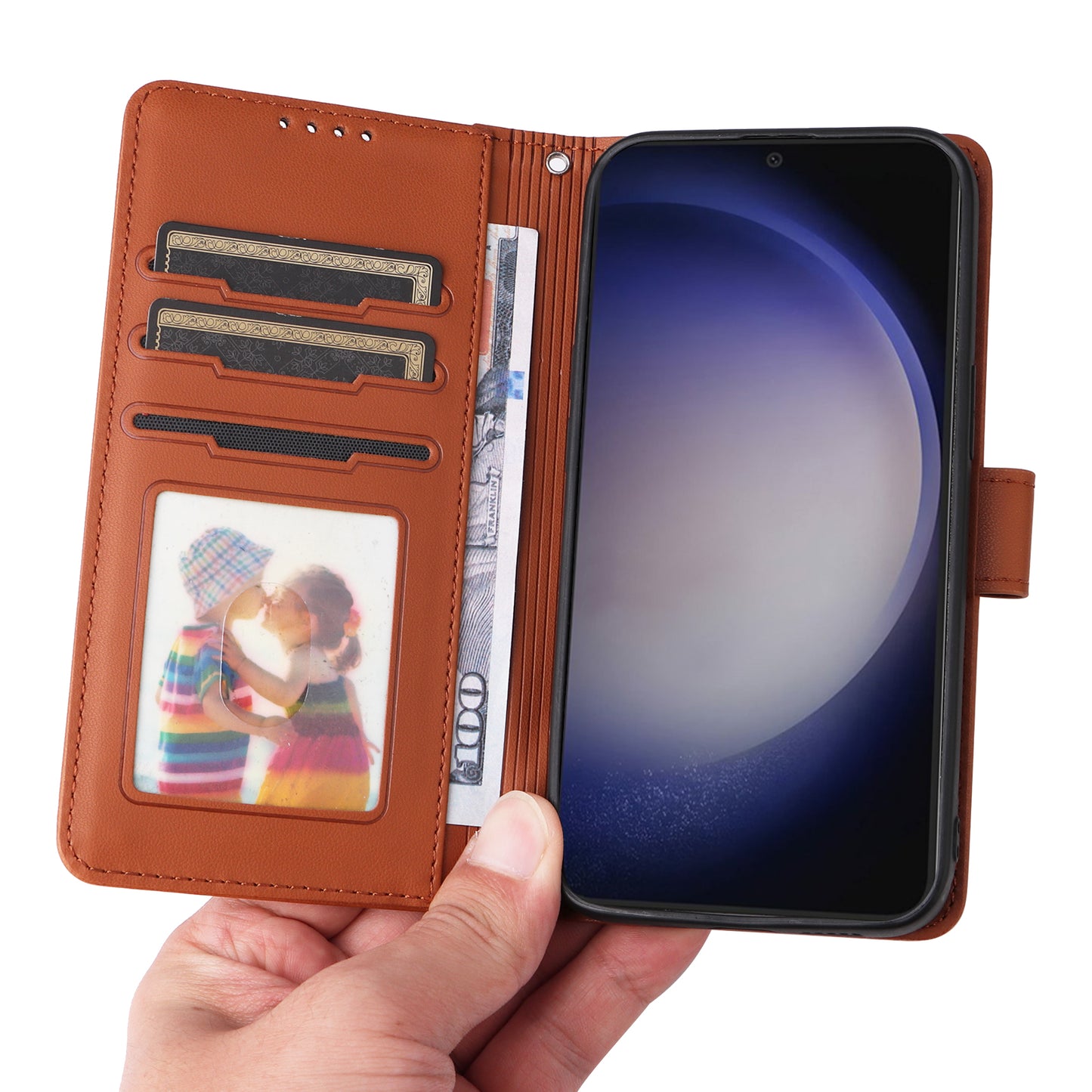 BETOPNICE 005 For Samsung Galaxy S24 Wallet Phone Case Detachable Leather Cover - Brown