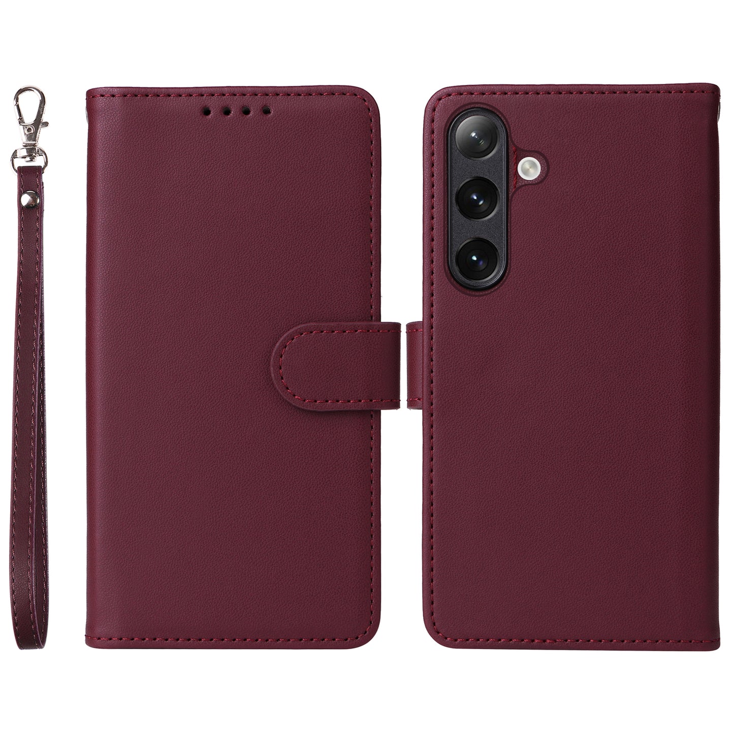 BETOPNICE 005 For Samsung Galaxy S24 Wallet Phone Case Detachable Leather Cover - Wine Red