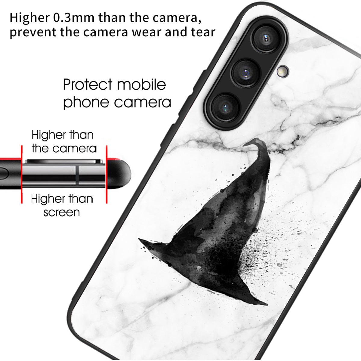 For Samsung Galaxy S24+ Phone Case Tempered Glass+TPU Cover Pattern Printing - Hat