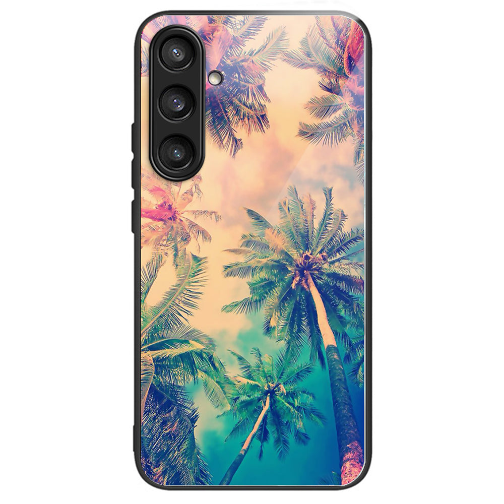 For Samsung Galaxy S24 Tempered Glass Case TPU Frame Cover Pattern Printing - Tree
