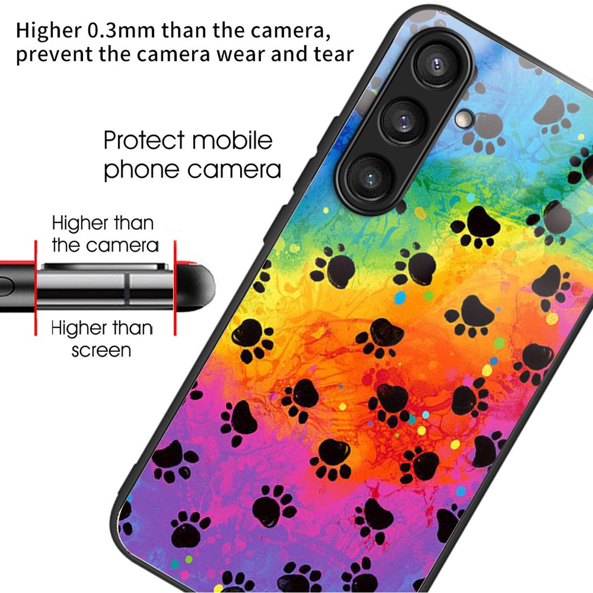 For Samsung Galaxy S24 Tempered Glass Case TPU Frame Cover Pattern Printing - Footprint