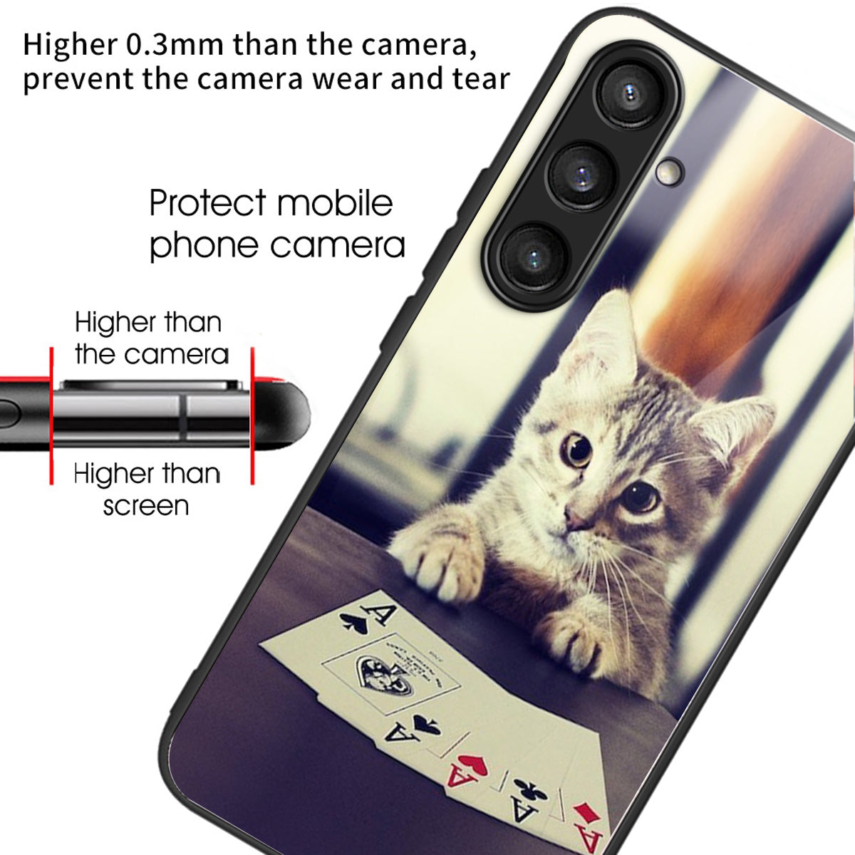 For Samsung Galaxy S24 Tempered Glass Case TPU Frame Cover Pattern Printing - Cat