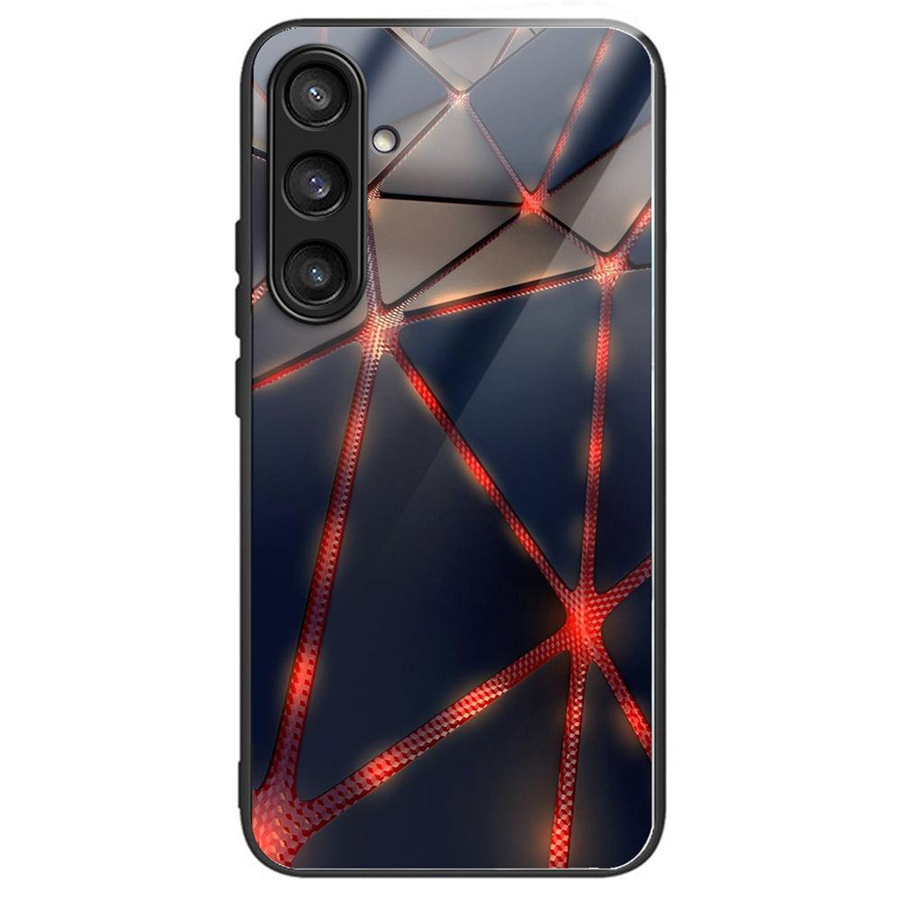 For Samsung Galaxy S24 Tempered Glass Case TPU Frame Cover Pattern Printing - Red Line