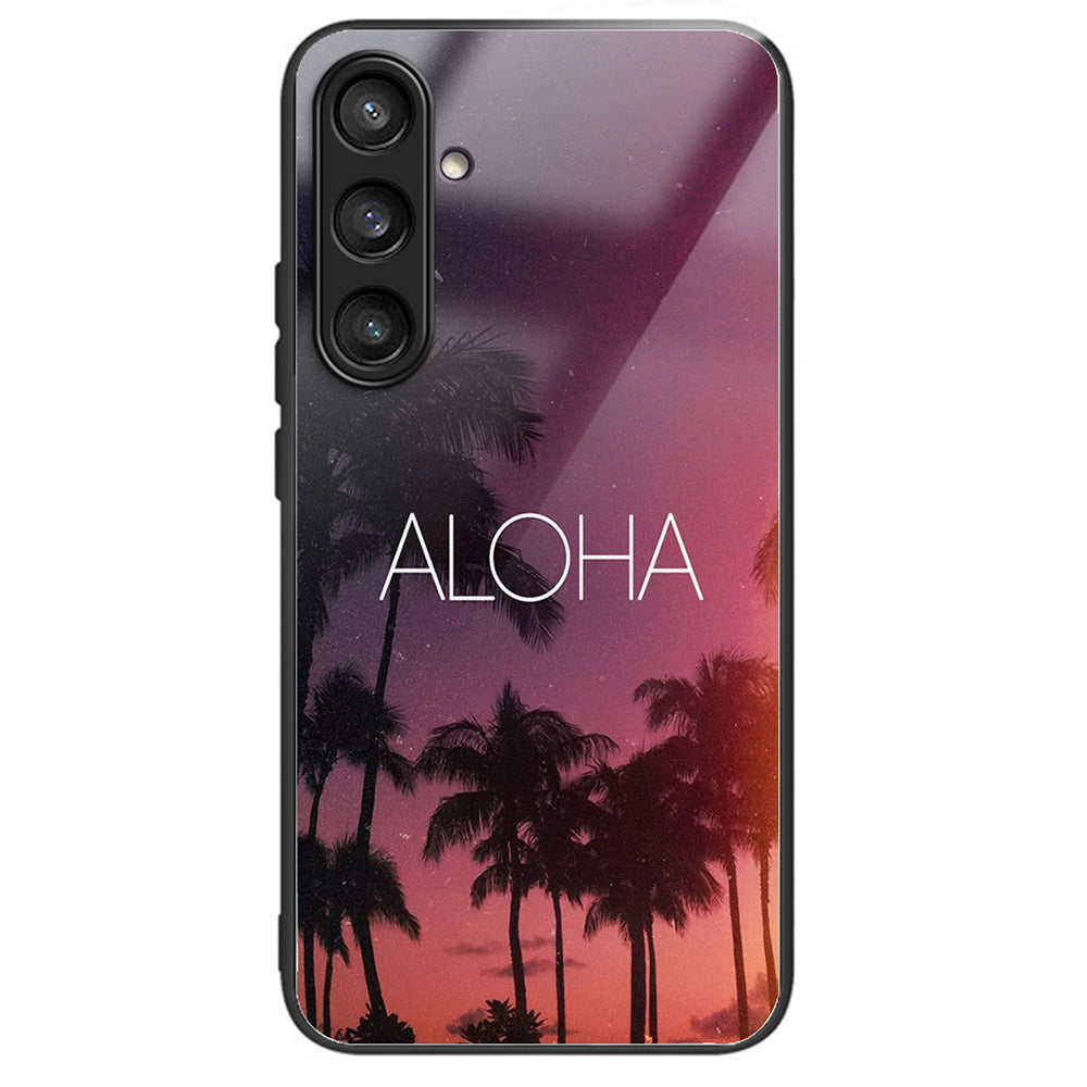 For Samsung Galaxy S24 Tempered Glass Case TPU Frame Cover Pattern Printing - ALOHA