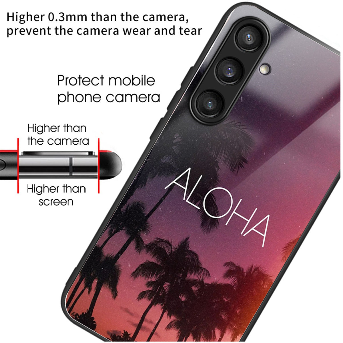 For Samsung Galaxy S24 Tempered Glass Case TPU Frame Cover Pattern Printing - ALOHA