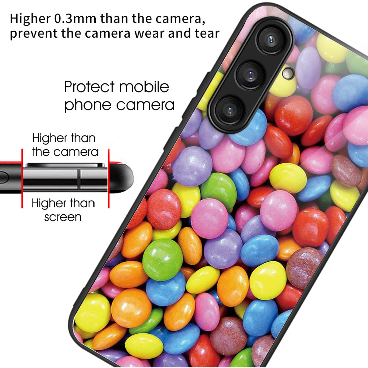 For Samsung Galaxy S24+ Pattern Phone Case Tempered Glass TPU Hybrid Shockproof Cover - Rainbow Candy