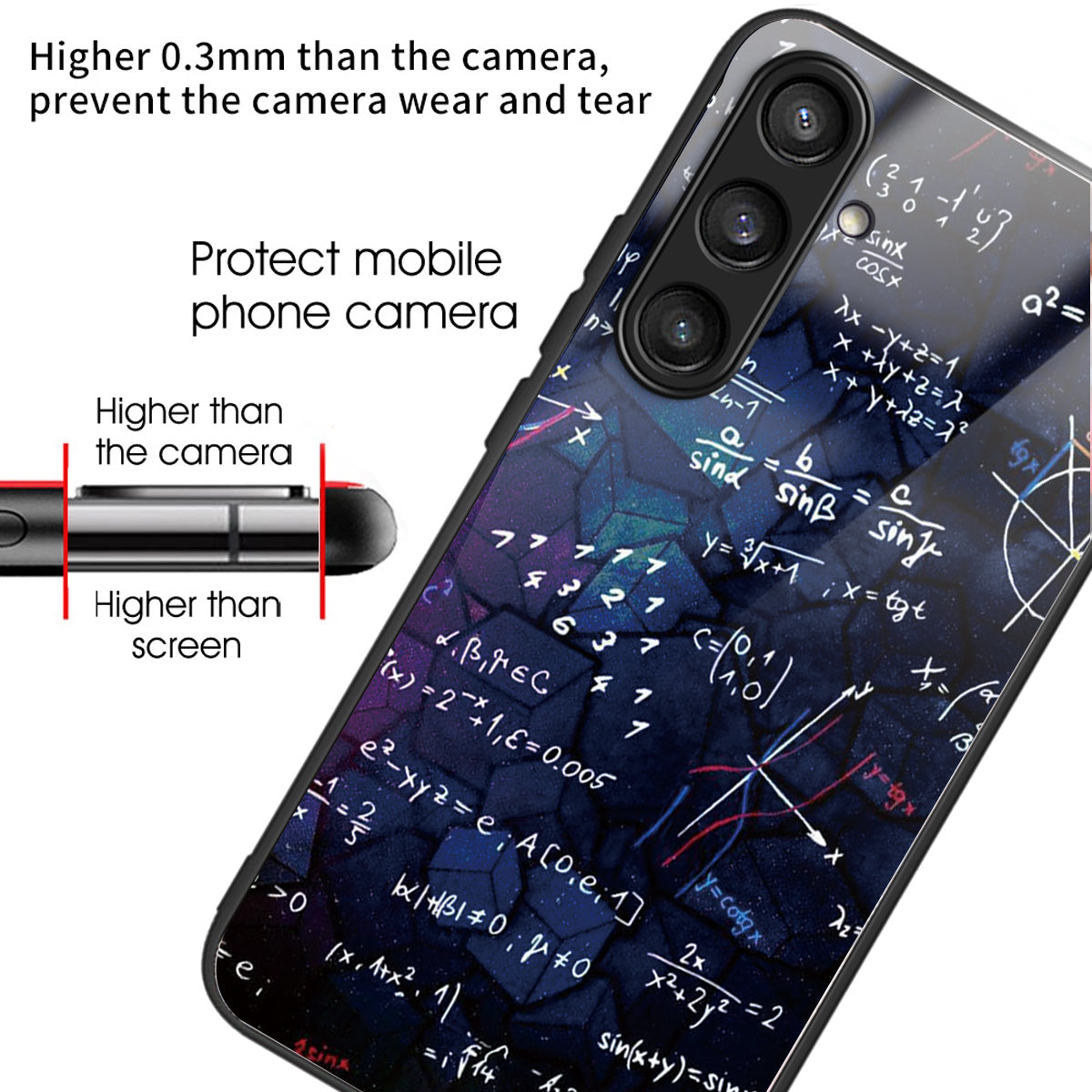 For Samsung Galaxy S24+ Pattern Phone Case Tempered Glass TPU Hybrid Shockproof Cover - Equation