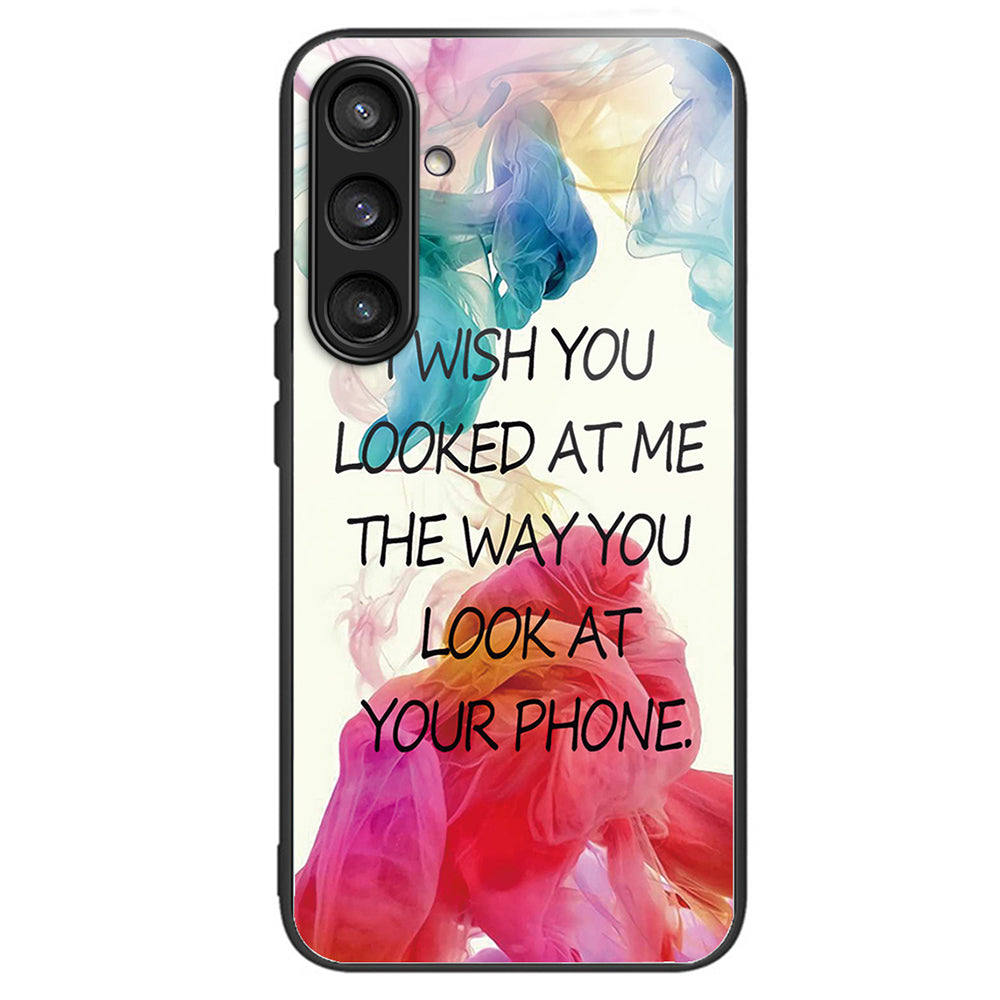 For Samsung Galaxy S24+ Pattern Phone Case Tempered Glass TPU Hybrid Shockproof Cover - Looked at Me