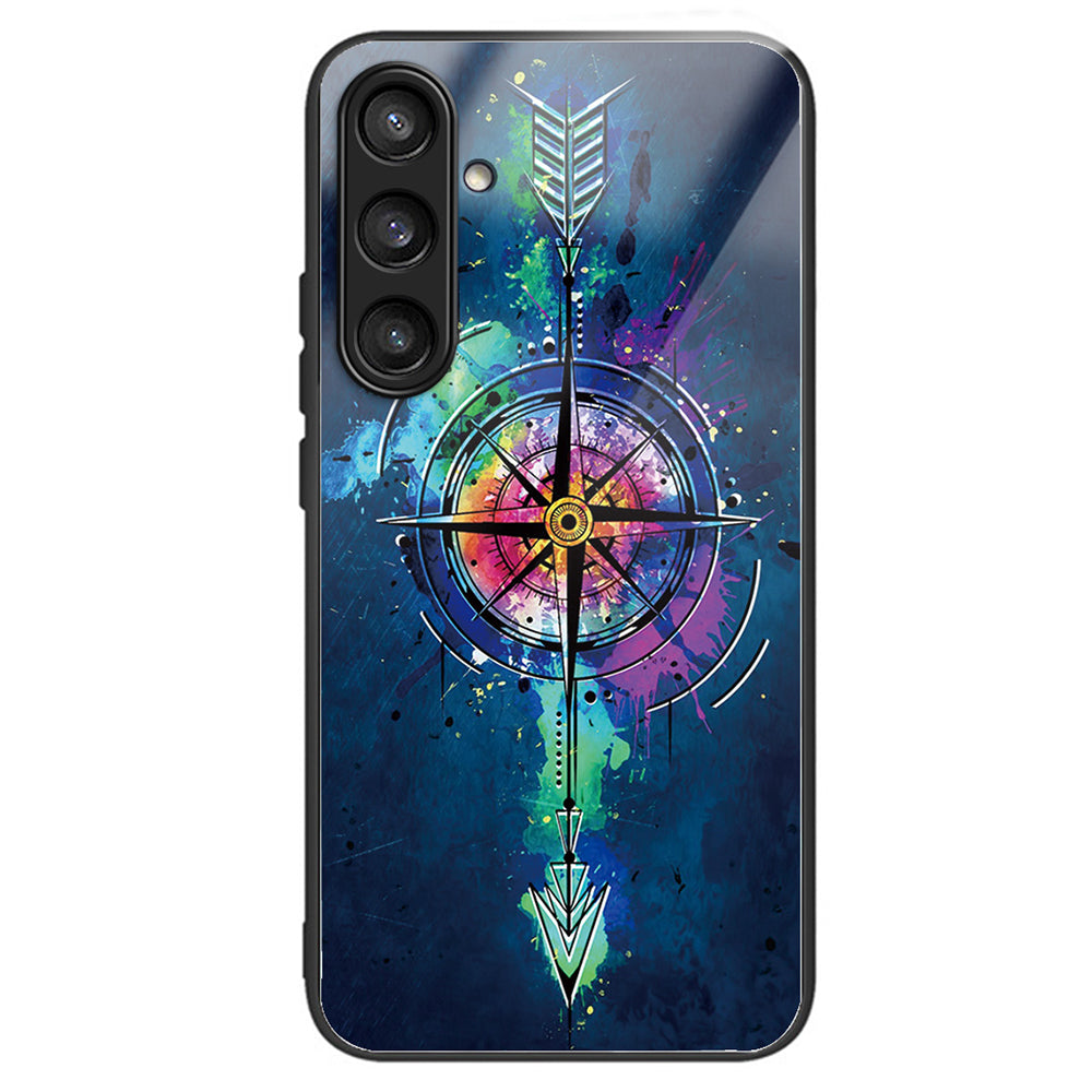 For Samsung Galaxy S24 Pattern Hard Back Cover Tempered Glass Phone Case Anti-scratch - Arrow