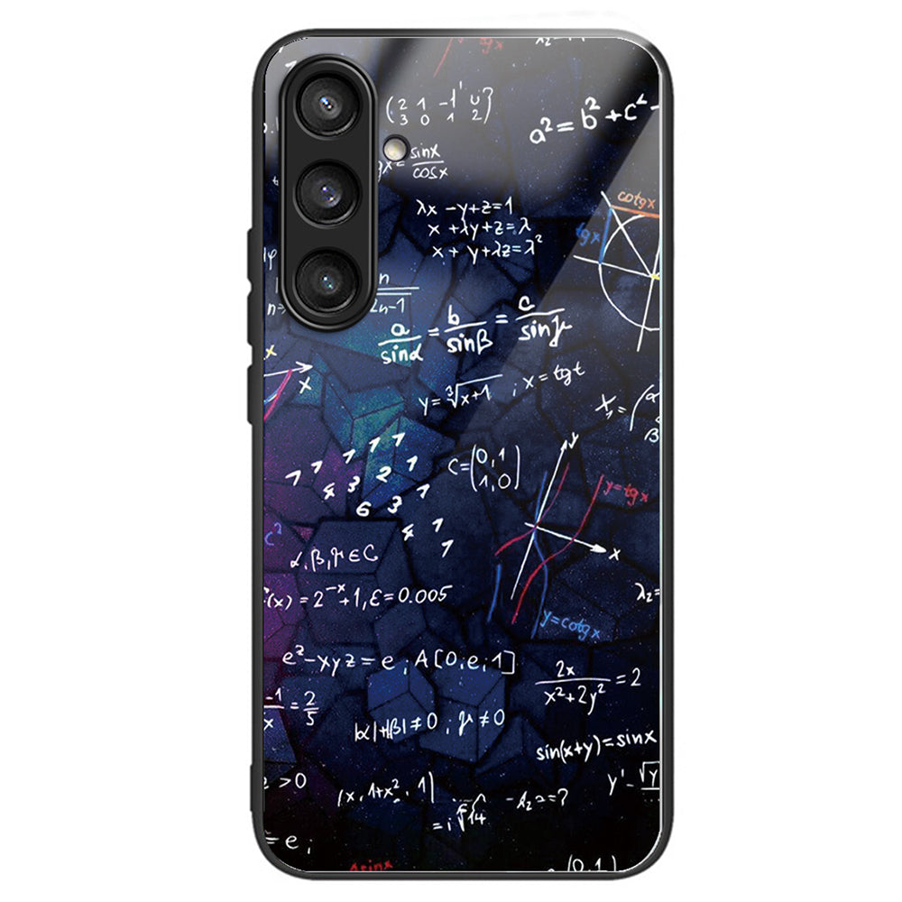 For Samsung Galaxy S24 Pattern Hard Back Cover Tempered Glass Phone Case Anti-scratch - Equation