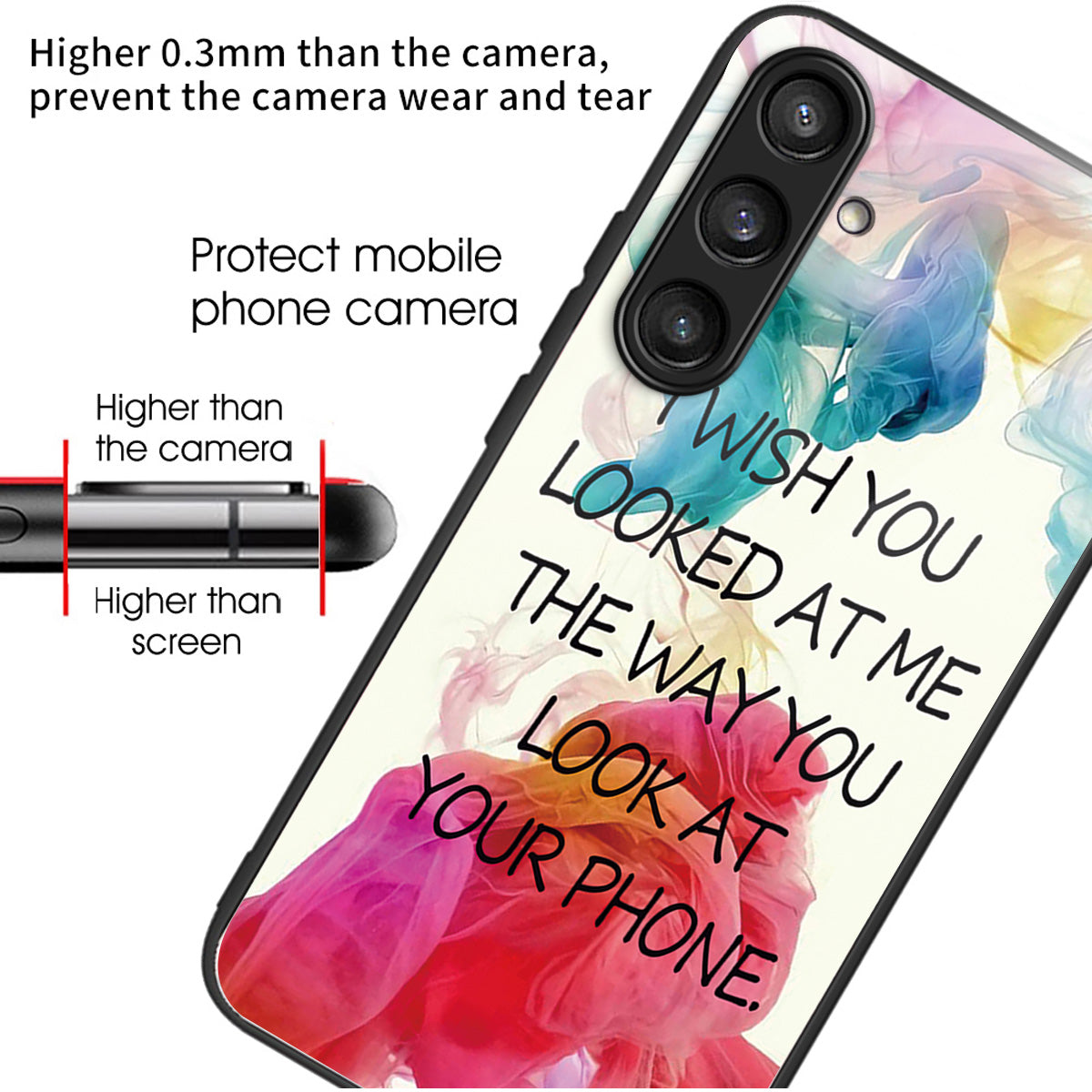 For Samsung Galaxy S24 Pattern Hard Back Cover Tempered Glass Phone Case Anti-scratch - Looked at Me