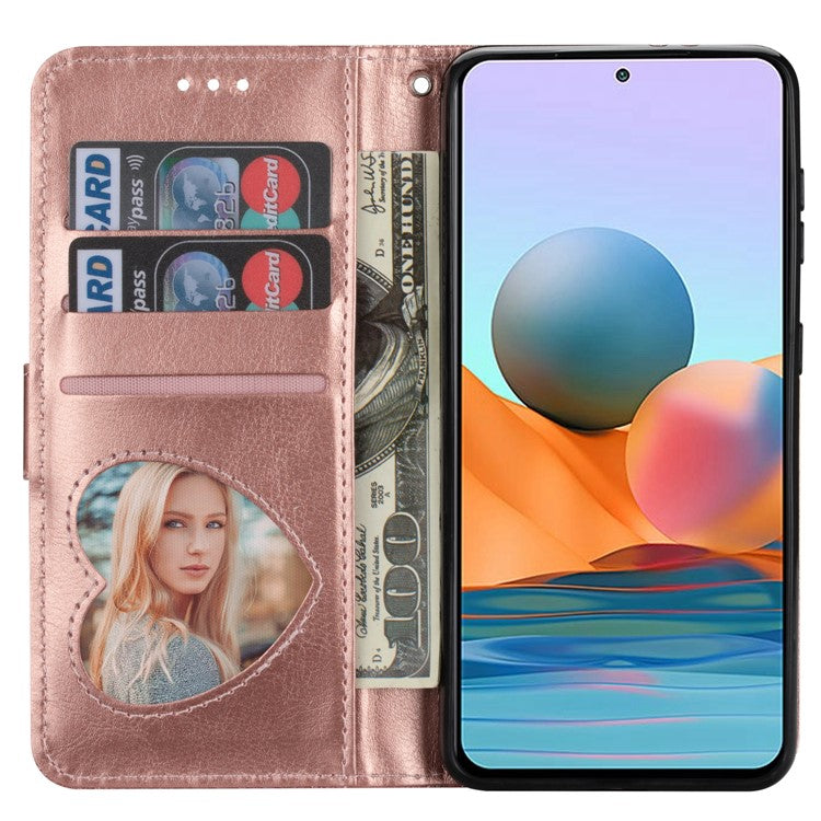 For Samsung Galaxy A35 5G Case Glitter Phone Stand Leather Drop-proof Cover with Zipper Pocket - Rose Gold