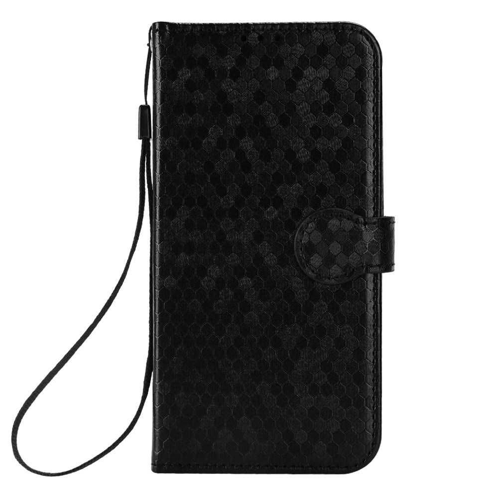For Samsung Galaxy S24 Cover Dot Imprinted Shockproof Leather Wallet Stand Mobile Phone Case - Black