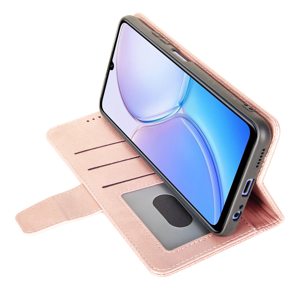 IDEWEI For Samsung Galaxy S24 Leather Case Protective Phone Cover with Wallet Card Holder - Pink