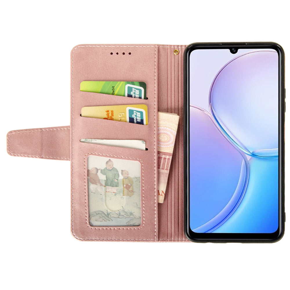 IDEWEI For Samsung Galaxy S24 Leather Case Protective Phone Cover with Wallet Card Holder - Pink