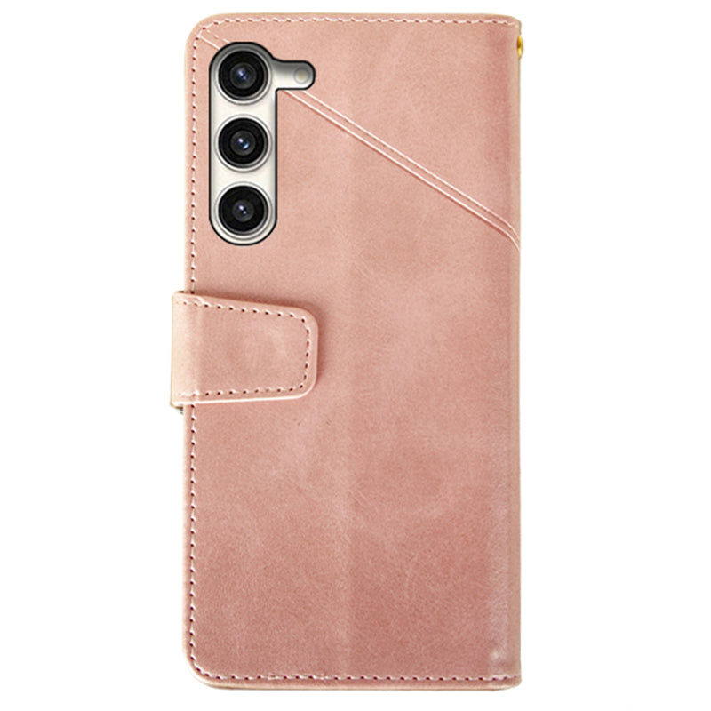 IDEWEI For Samsung Galaxy S24 Leather Case Protective Phone Cover with Wallet Card Holder - Pink