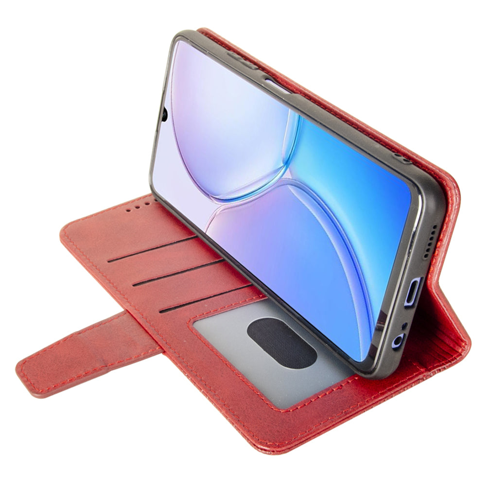 IDEWEI For Samsung Galaxy S24 Leather Case Protective Phone Cover with Wallet Card Holder - Red