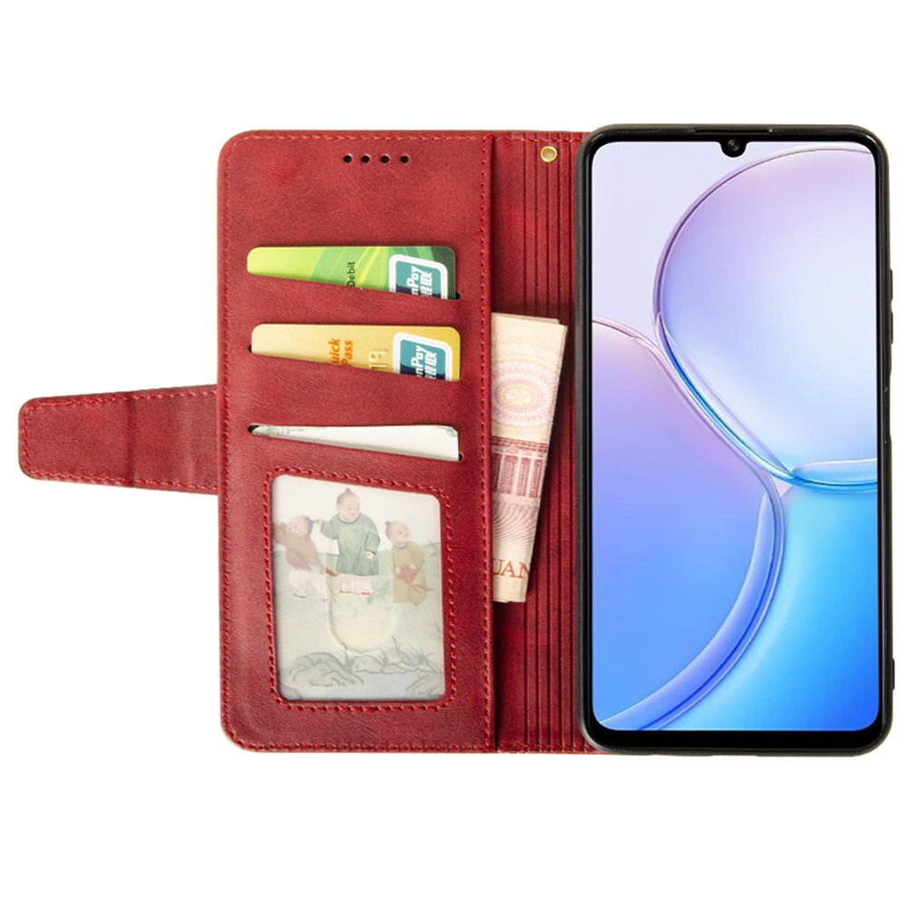 IDEWEI For Samsung Galaxy S24 Leather Case Protective Phone Cover with Wallet Card Holder - Red