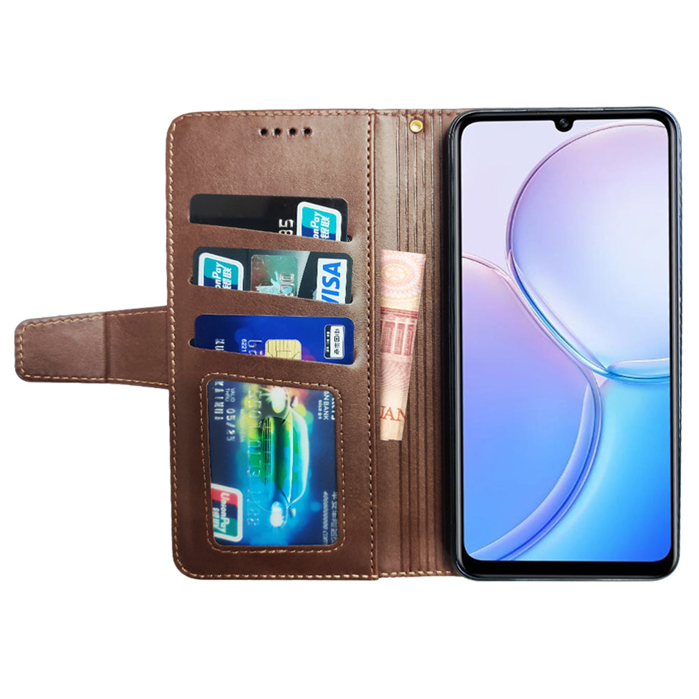 IDEWEI For Samsung Galaxy S24 Leather Case Protective Phone Cover with Wallet Card Holder - Brown