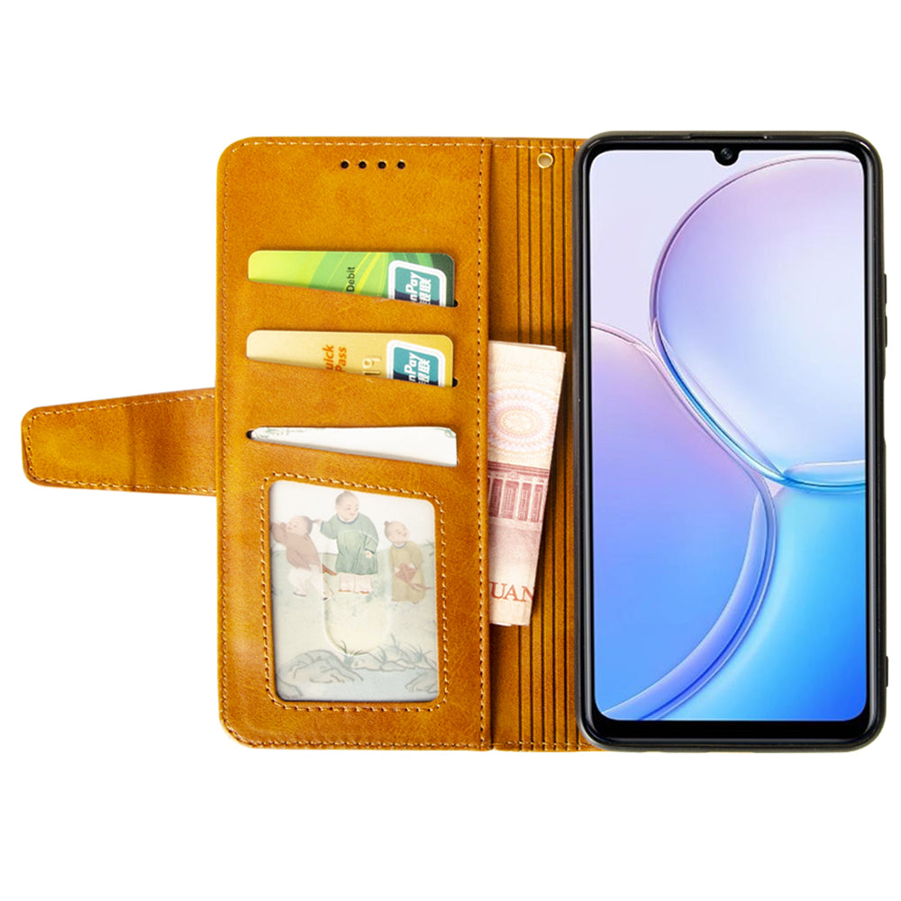 IDEWEI For Samsung Galaxy S24 Leather Case Protective Phone Cover with Wallet Card Holder - Orange