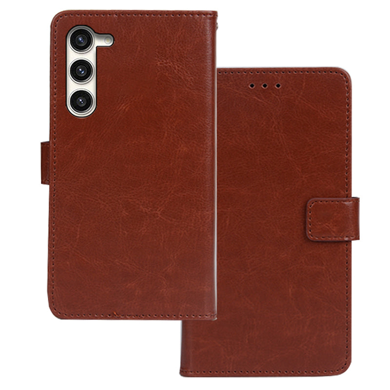 IDEWEI For Samsung Galaxy S24+ PU Leather Phone Case Wallet Crazy Horse Texture - Brown