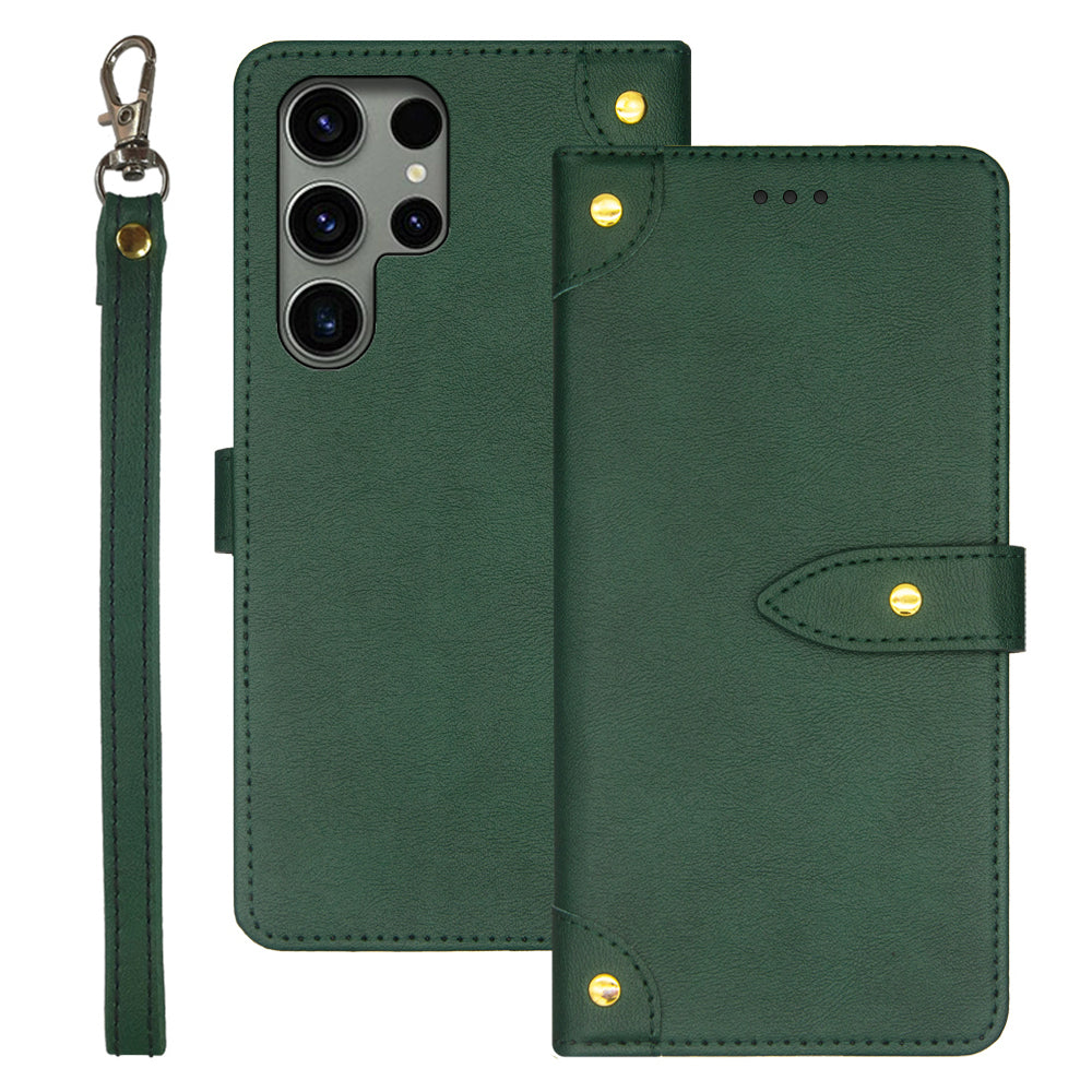 IDEWEI For Samsung Galaxy S24 Ultra PU Leather Phone Case with Card Holders Stand Function - Green