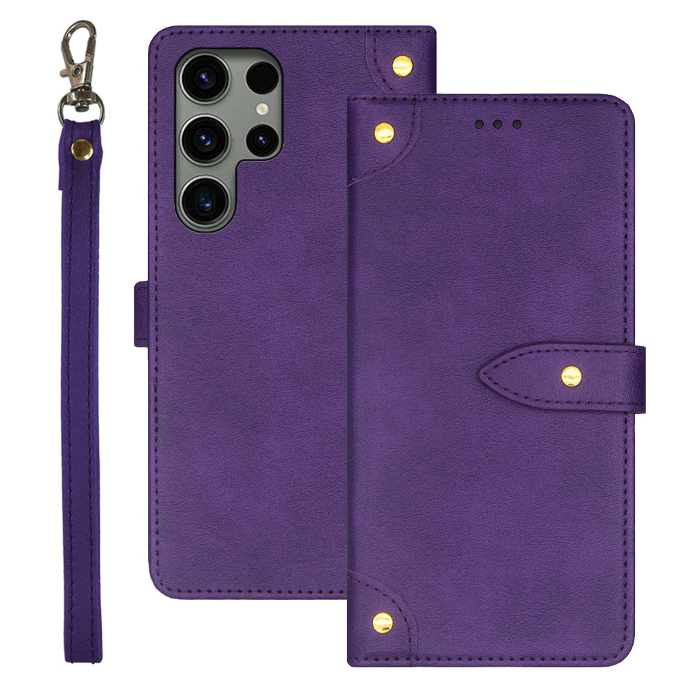 IDEWEI For Samsung Galaxy S24 Ultra PU Leather Phone Case with Card Holders Stand Function - Purple