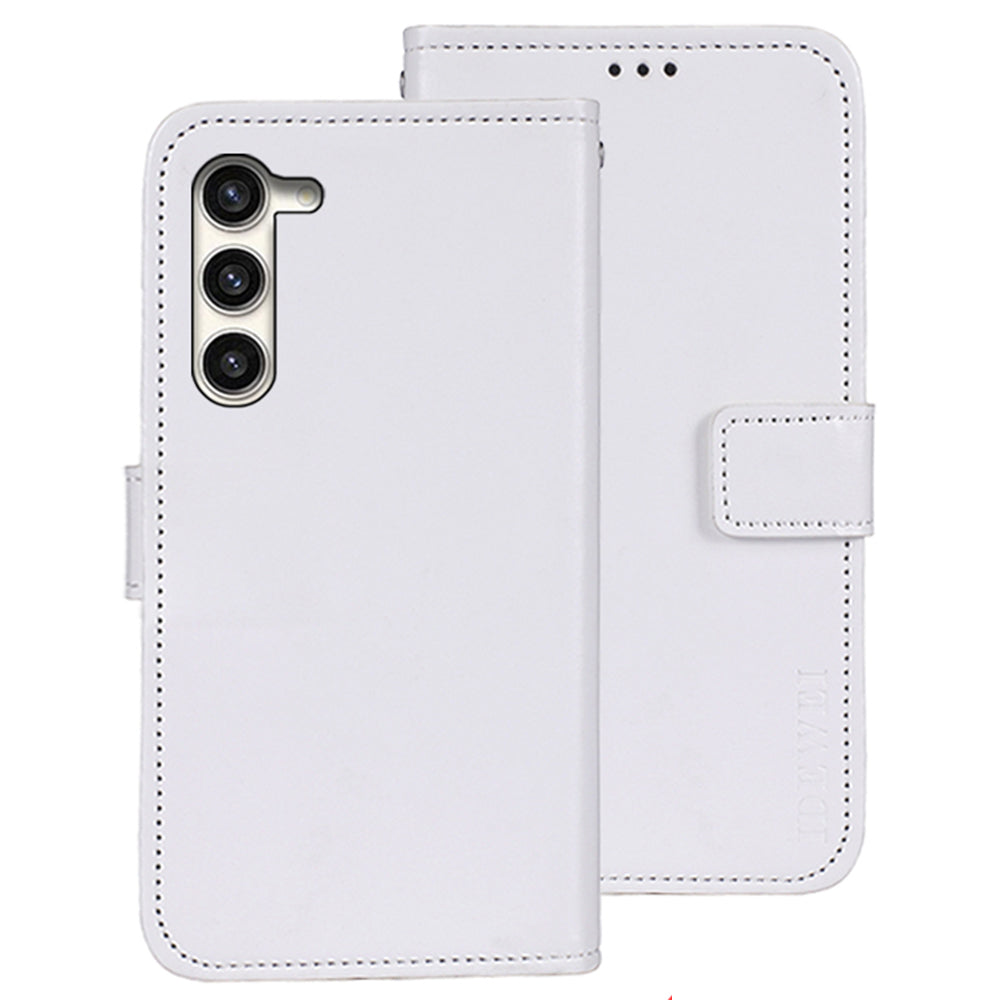 IDEWEI For Samsung Galaxy S24 Leather Case Crazy Horse Phone Wallet Stand - White
