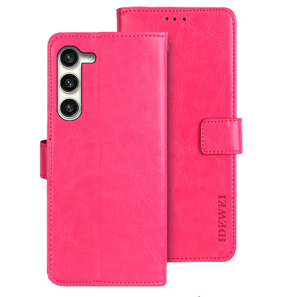 IDEWEI For Samsung Galaxy S24 Leather Case Crazy Horse Phone Wallet Stand - Rose