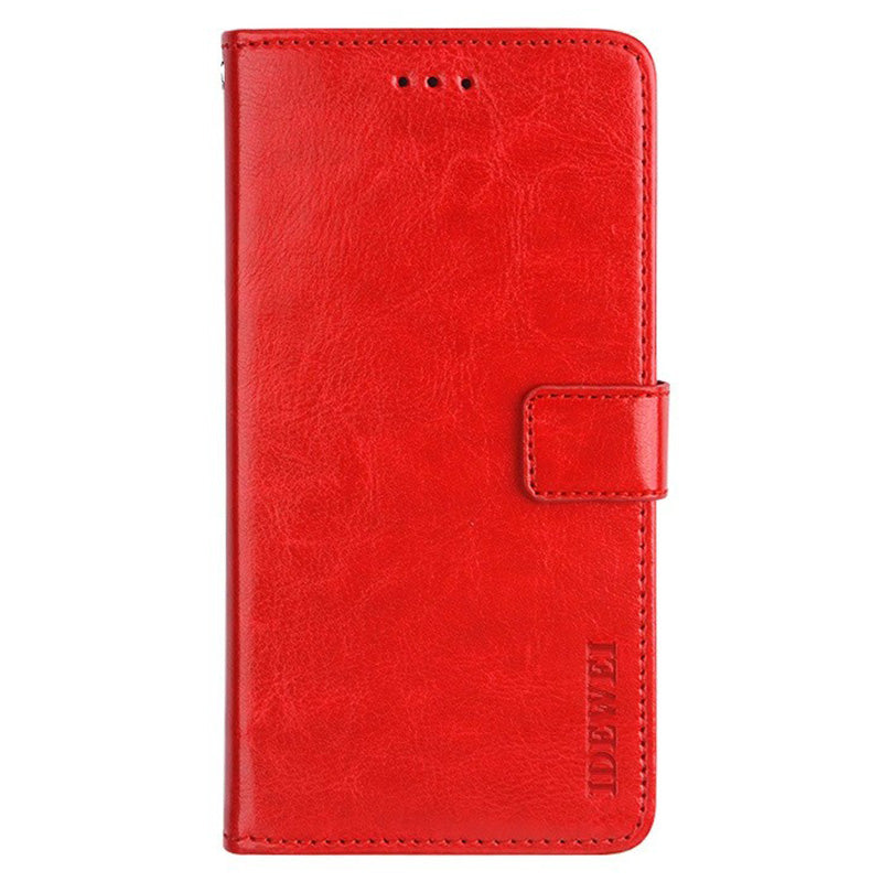IDEWEI For Samsung Galaxy S24 Leather Case Crazy Horse Phone Wallet Stand - Red
