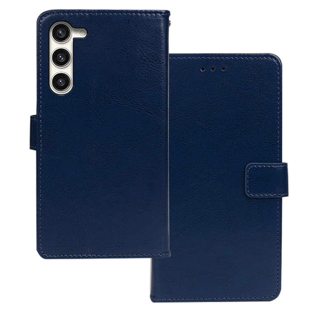 IDEWEI For Samsung Galaxy S24 Crazy Horse Texture Leather Case Wallet Phone Cover - Blue