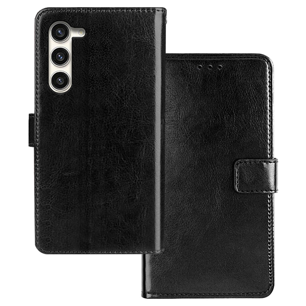 IDEWEI For Samsung Galaxy S24 Crazy Horse Texture Leather Case Wallet Phone Cover - Black