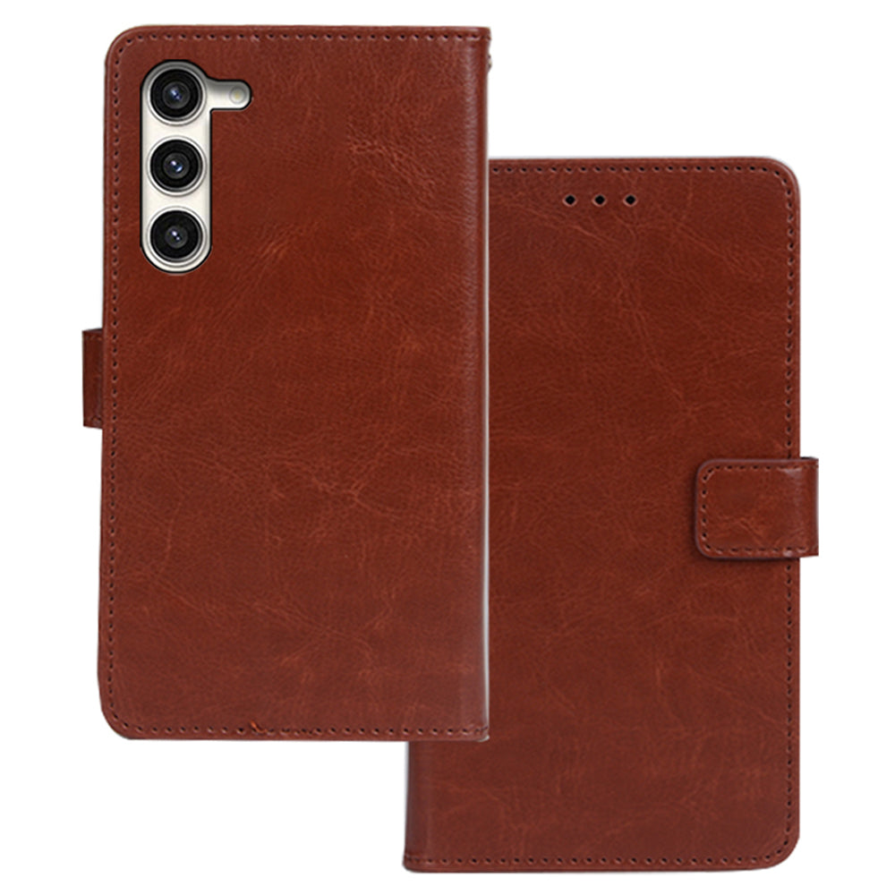 IDEWEI For Samsung Galaxy S24 Crazy Horse Texture Leather Case Wallet Phone Cover - Brown