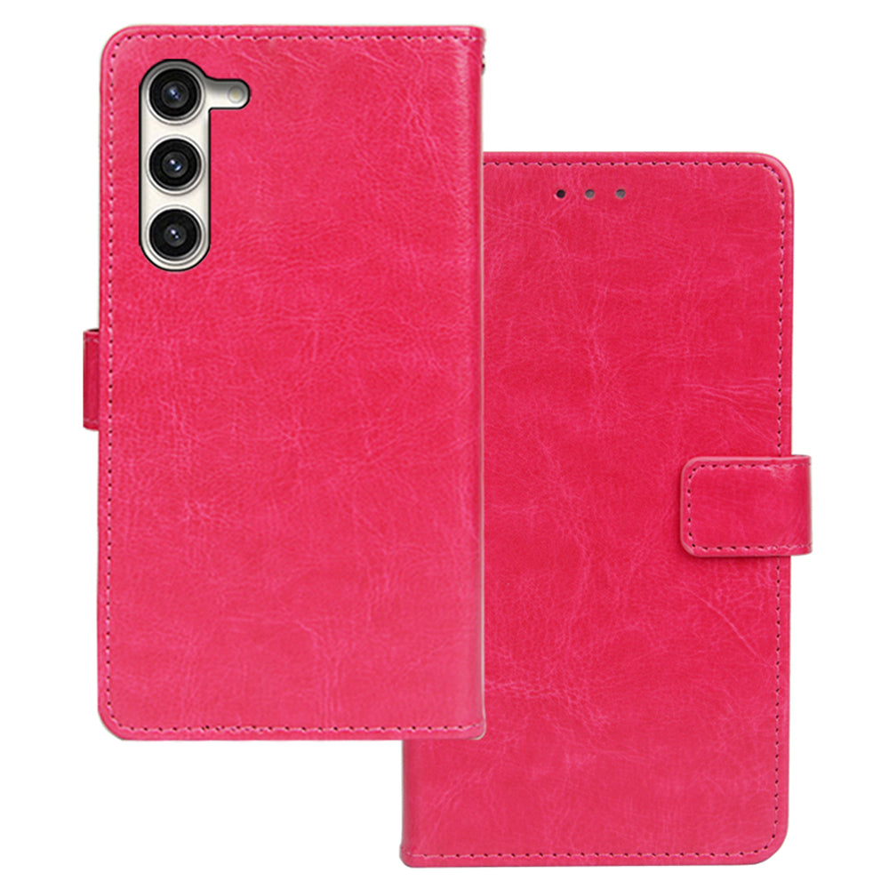 IDEWEI For Samsung Galaxy S24 Crazy Horse Texture Leather Case Wallet Phone Cover - Rose