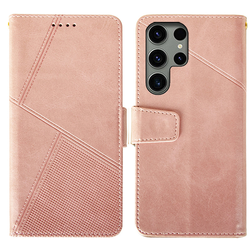 IDEWEI For Samsung Galaxy S24 Ultra Wallet Case Leather Phone Cover Card Holder - Pink