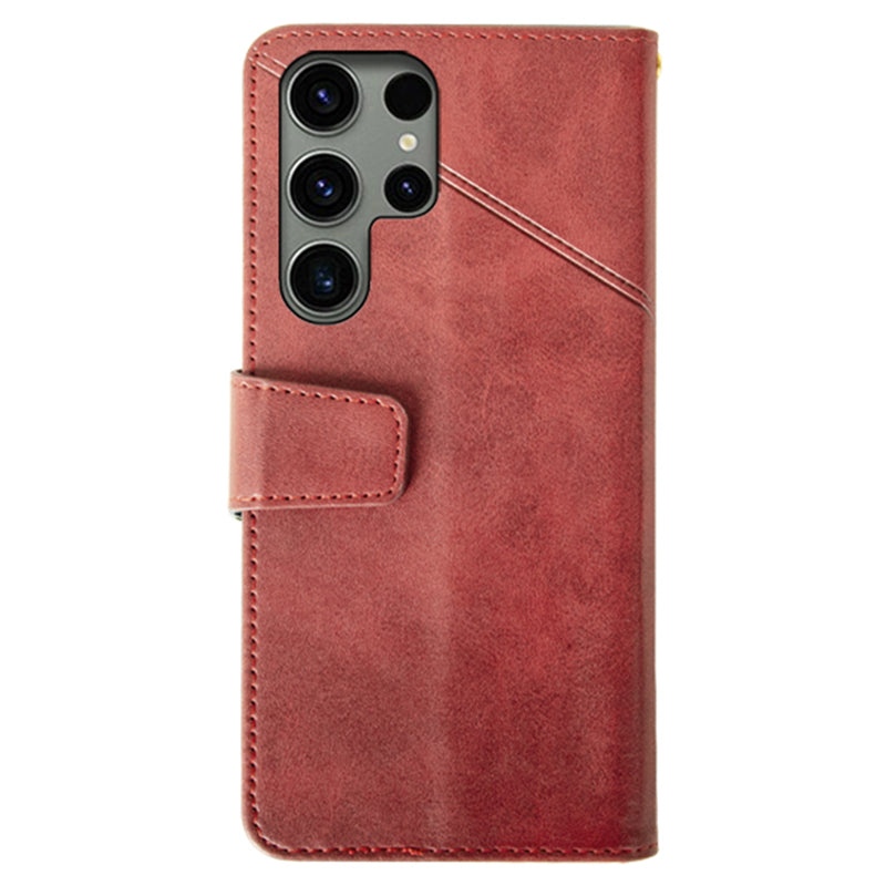 IDEWEI For Samsung Galaxy S24 Ultra Wallet Case Leather Phone Cover Card Holder - Red