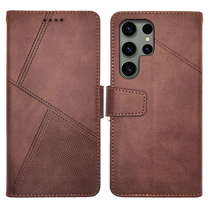 IDEWEI For Samsung Galaxy S24 Ultra Wallet Case Leather Phone Cover Card Holder - Brown