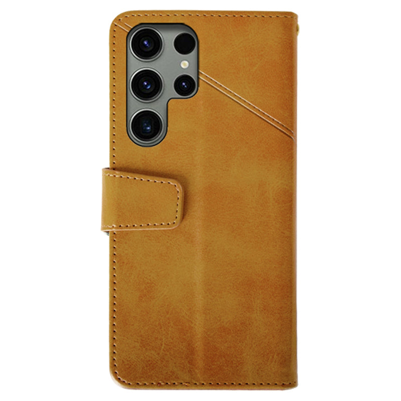 IDEWEI For Samsung Galaxy S24 Ultra Wallet Case Leather Phone Cover Card Holder - Orange