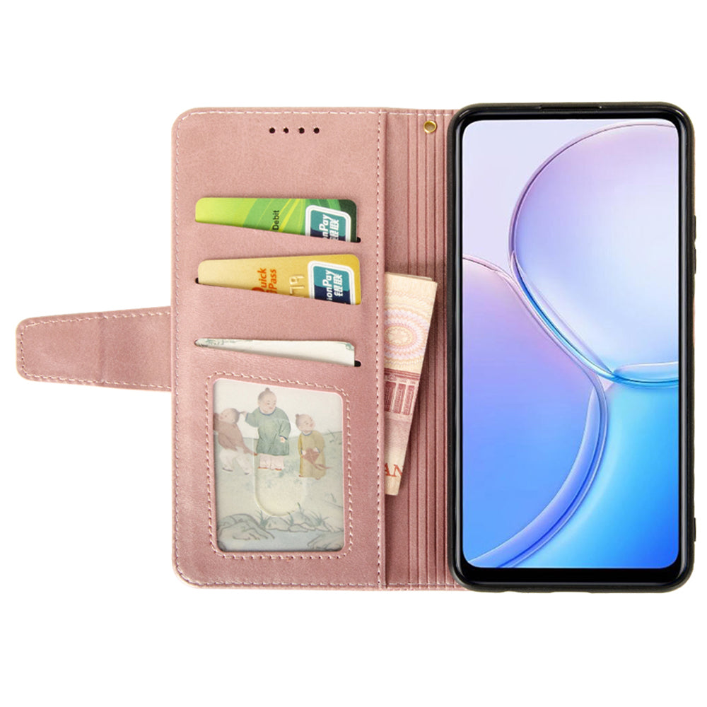 IDEWEI For Samsung Galaxy S24+ Calf Texture Leather Case Wallet Phone Cover - Pink