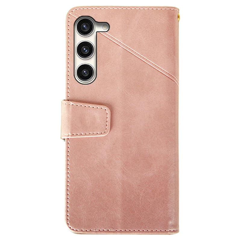 IDEWEI For Samsung Galaxy S24+ Calf Texture Leather Case Wallet Phone Cover - Pink