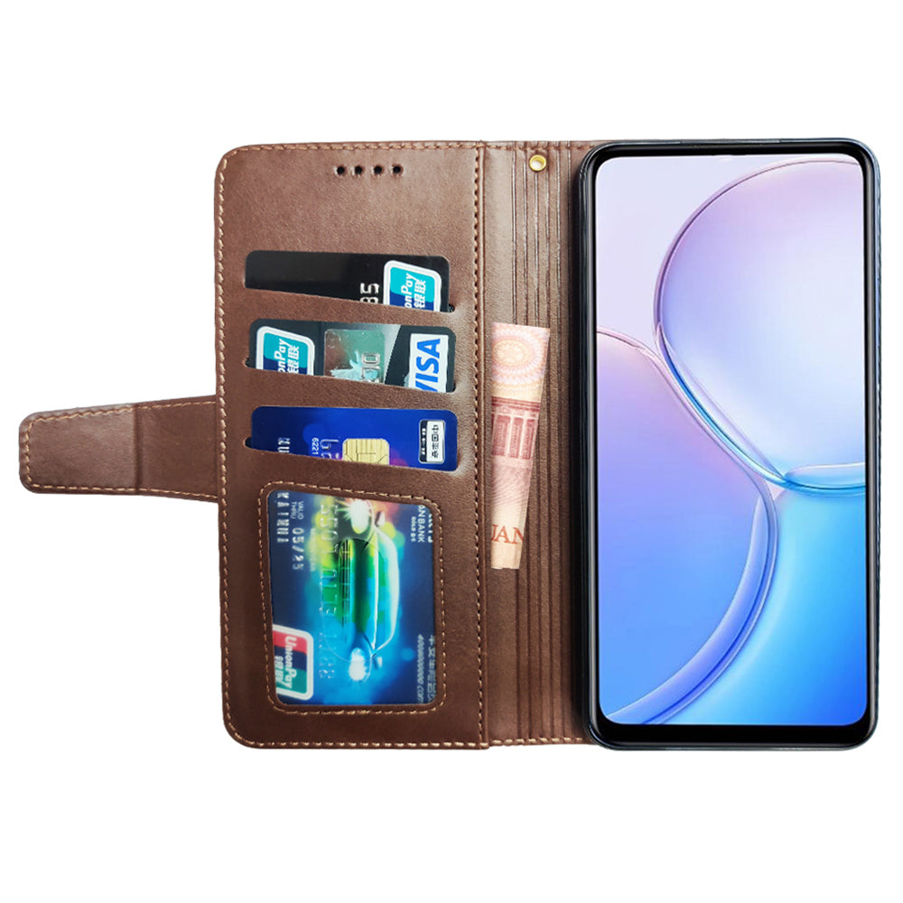 IDEWEI For Samsung Galaxy S24+ Calf Texture Leather Case Wallet Phone Cover - Brown