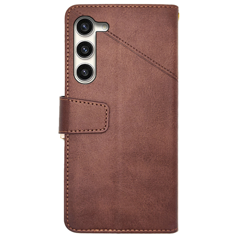 IDEWEI For Samsung Galaxy S24+ Calf Texture Leather Case Wallet Phone Cover - Brown
