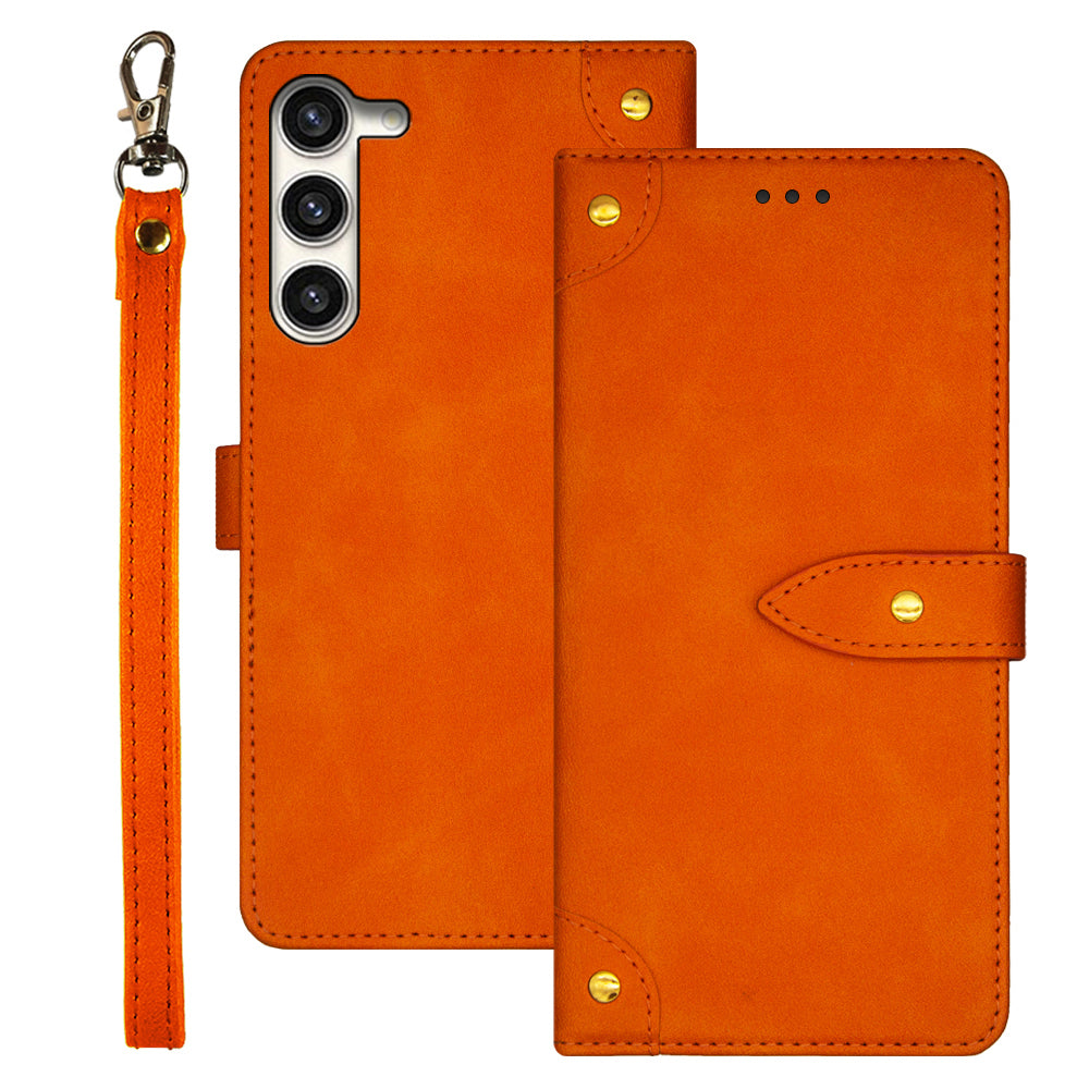IDEWEI For Samsung Galaxy S24 Leather Case with Card Holder Phone Cover - Orange