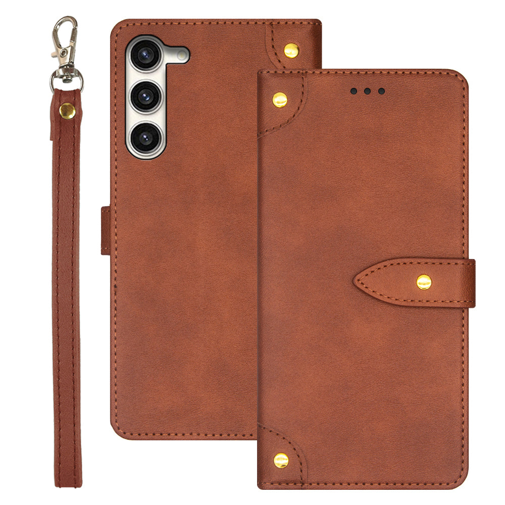 IDEWEI For Samsung Galaxy S24 Leather Case with Card Holder Phone Cover - Brown