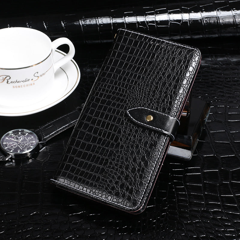 IDEWEI For Samsung Galaxy S24+ Leather Case Phone Wallet Cover Crocodile Texture - Black