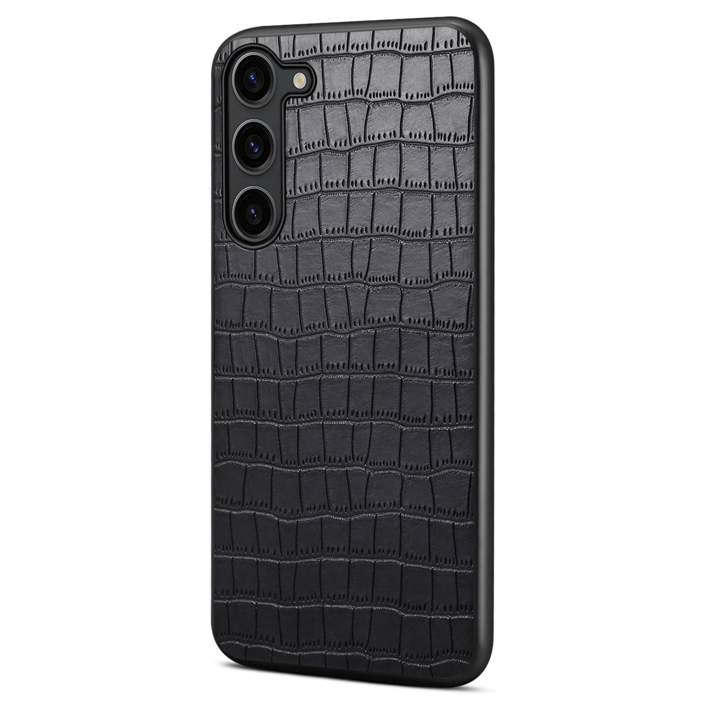 For Samsung Galaxy S24+ Case Crocodile Textured PU+PC+TPU Fall Proof Phone Cover - Black