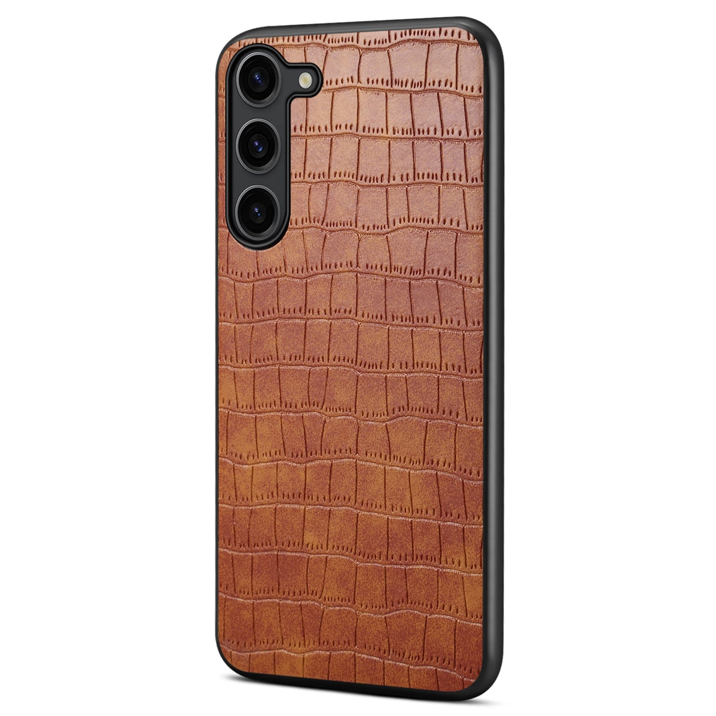 For Samsung Galaxy S24+ Case Crocodile Textured PU+PC+TPU Fall Proof Phone Cover - Brown