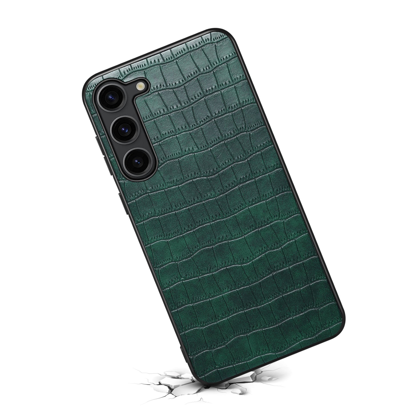 For Samsung Galaxy S24+ Case Crocodile Textured PU+PC+TPU Fall Proof Phone Cover - Green